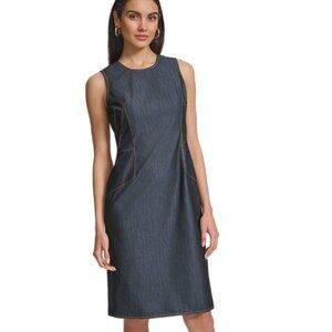 NEW with Tag CALVIN KLEIN Sleeveless Light Denim Sheath Dress